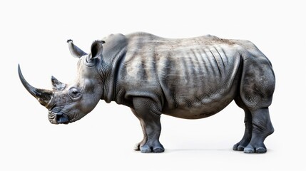Obraz premium White Rhino Standing on White Background