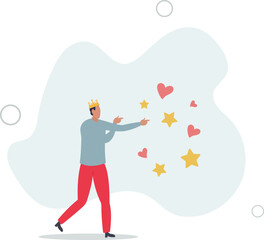 Narcissist people, extreme self involvement too much confident disorder, so proud attitude egocentric person.flat design.illustration with people.