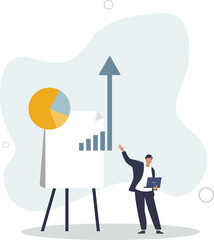 Obraz premium boost profit or increase revenue, success investment or growing sales, report or improvement statistics concept.flat design.illustration with people.