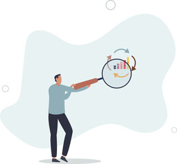 Economic cycle to study up and down on stock market, booming or recession,flat design.illustration with people.