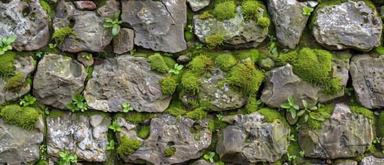 seamless nature background texture featuring lush green moss on a rugged stone wall perfect for capturing the beauty of nature