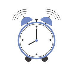 Alarm clock in retro style. Vintage clock with bell. Irritating device for waking up in morning. Back to school concept. Flat vector illustration on white isolated background.