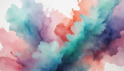 Obraz premium A burst of color: watercolor abstract painting explodes with hues of teal, purple, pink, and orange