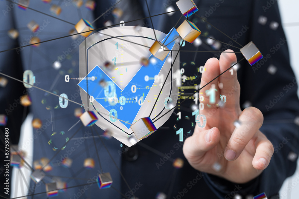 Aufkleber Information technology protected with firewall, secure access and encryption against cyber