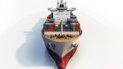 Cargo ship top view, industrial shipping, ultra-detailed digital art, isolated on white background