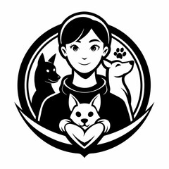 silhouette of a person with a cat