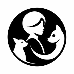 silhouette of a person with a cat
