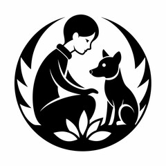 silhouette of a person with a cat