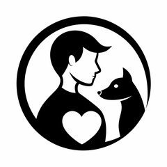 silhouette of a person with a cat