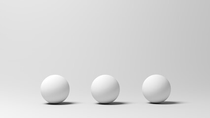 Three white spheres. 3d illustration.