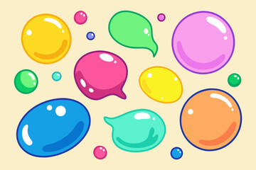 Set of colorful cute bubble things hand drawn shapes vector illustration