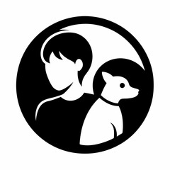 silhouette of a person with a cat and a dog