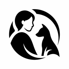 silhouette of a person with a cat and a dog