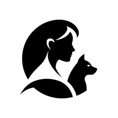 silhouette of a person with a cat and a dog