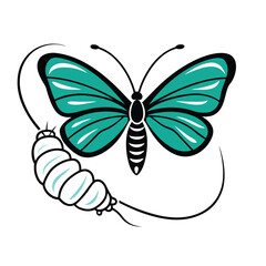 Metamorphosis of a Caterpillar into a Butterfly, Insect Life Cycle Vector Illustration in EPS Format