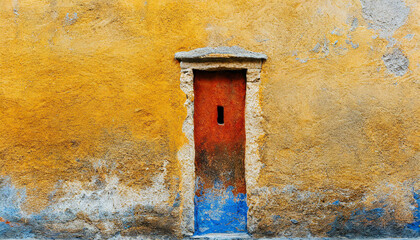 wall texture with white shabby stucco, plaster. Red and white brickwall background, white stonewall surface. Plastered wall with white uneven stucco with cracks and damages.