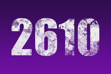 flat white grunge number of 2610 on purple background.	