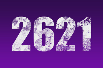 flat white grunge number of 2621 on purple background.	