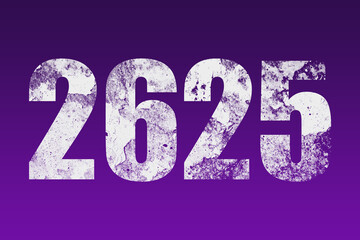 flat white grunge number of 2625 on purple background.	