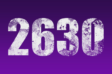 flat white grunge number of 2630 on purple background.	