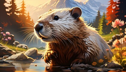 The beaver has a stout body, strong neck, oversized head, short and rounded ears, dexterous hands, webbed feet, and a flat tail.