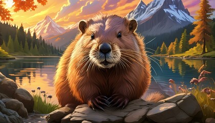The beaver has a stout body, strong neck, oversized head, short and rounded ears, dexterous hands, webbed feet, and a flat tail.
