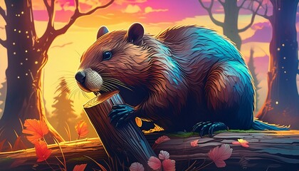 The beaver has a stout body, strong neck, oversized head, short and rounded ears, dexterous hands, webbed feet, and a flat tail.