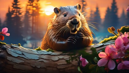 The beaver has a stout body, strong neck, oversized head, short and rounded ears, dexterous hands, webbed feet, and a flat tail.