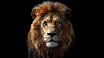 Fototapeta premium Isolated image of a lion on a black background