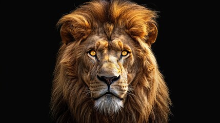 Obraz premium Lion, isolated image on a black background.