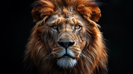 Naklejka premium Lion on a black background, isolated image.