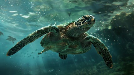 Underwater photograph of a sea turtle