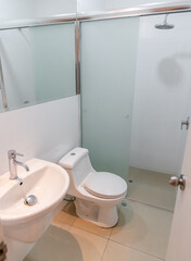 full bathroom with toilet and shower