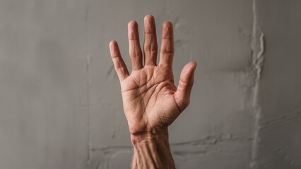 A hand with a long finger and thumb reaching out to the camera, AI
