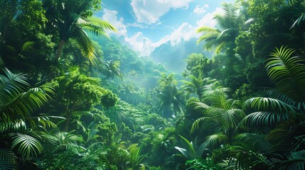 A jungle covered with lush vegetation.