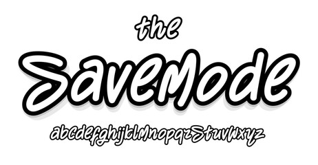 Marker handwritten font, graffiti-inspired shadowed alphabet, playful rounded letters, handdrawn script for youth logo, artistic calligraphy, brush script typography. Vector typeset