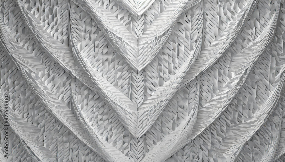 Poster white grey pattern with repeating flat shapes similar to weaving.
