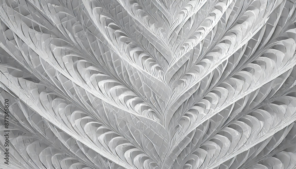 Poster white grey pattern with repeating flat shapes similar to weaving.