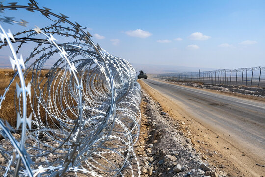 border secured with barbed wire