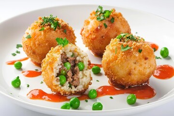 Delicious Arancini: Crispy Rice Balls with Creamy Fontina Cheese and Fragrant Ground Beef