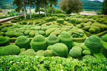 Topiary garden at Les Jardins de Marqueyssac in the Dordogne, France
