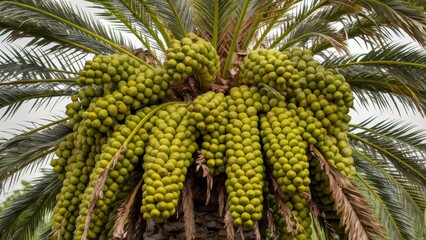 A large bunch of bananas hanging from a tree in the jungle, AI