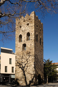 Romanesque tower of  Llan&Atilde;&sect;a,  Costa Brava, Girona province, Catalonia, Spain