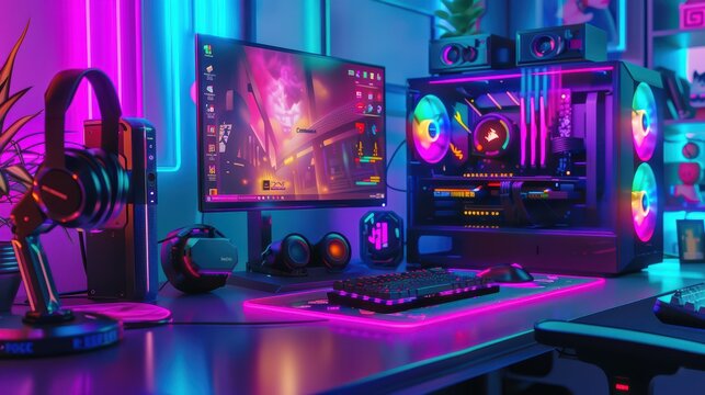 A detailed shot of a gaming PC setup