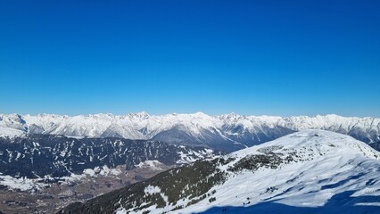 snow covered mountains in winter