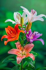 Obraz premium Five colored flower blooms