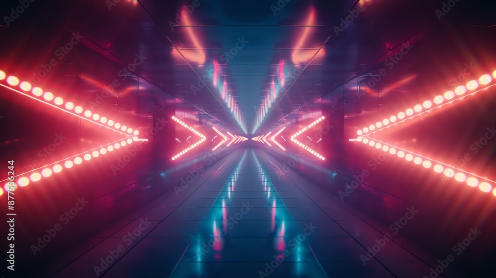 Aufkleber futuristic neon-lit tunnel with vibrant colors and symmetrical patterns, creating a mesmerizing and 