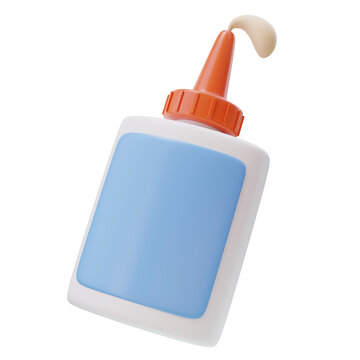 3D icon of a glue bottle. Adhesive icon, crafting item, stationery concept. Used for bonding materials concept. 3D render illustration.