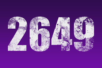 flat white grunge number of 2649 on purple background.	