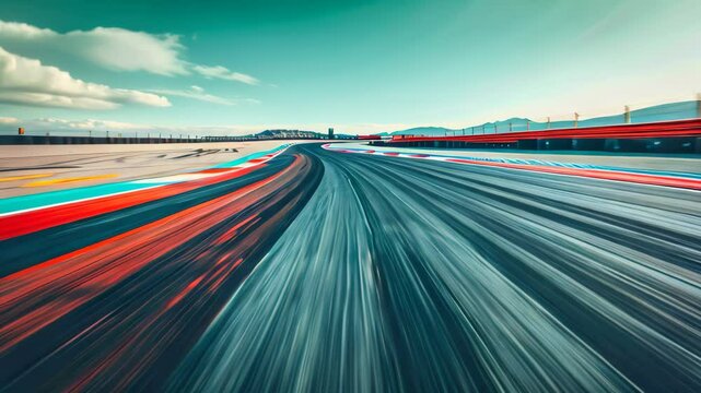 A blurry depiction of a race track showcasing high-speed straightaways and exhilarating chicanes, High-speed straightaways and exhilarating chicanes